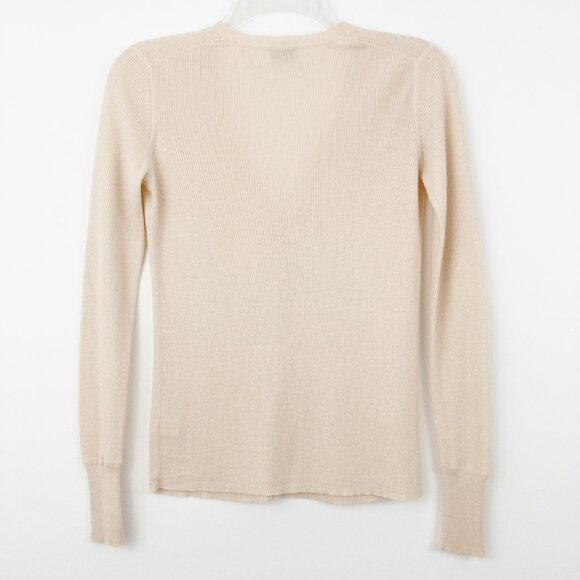 TSE Cashmere Silk Ribbed Cardigan Size S Cream Lightweight Neutral Quiet Luxury - Picture 2 of 5